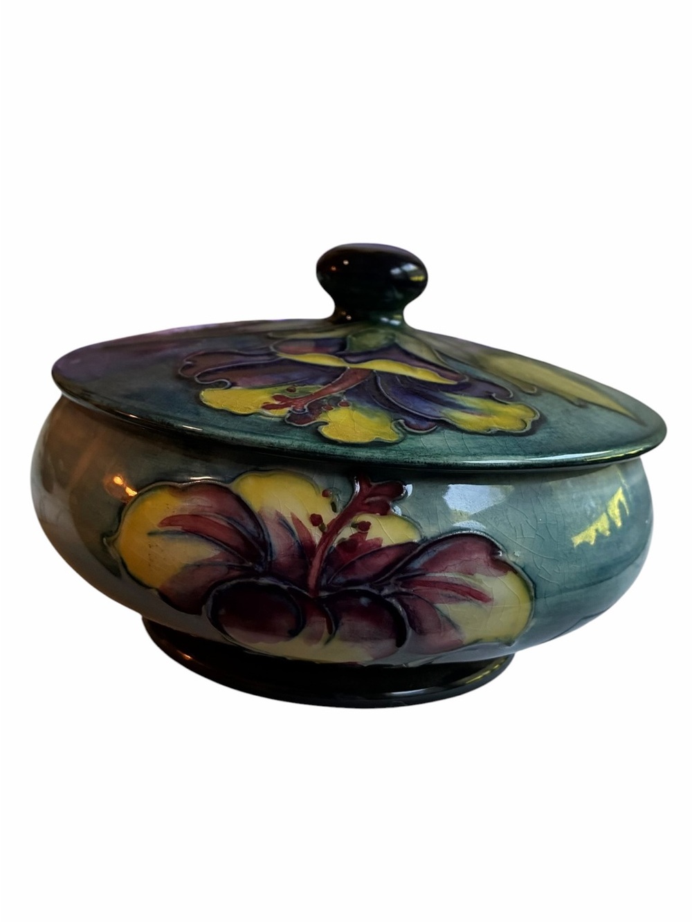 Moorcroft Pottery Anemone Trinket Box 1970s